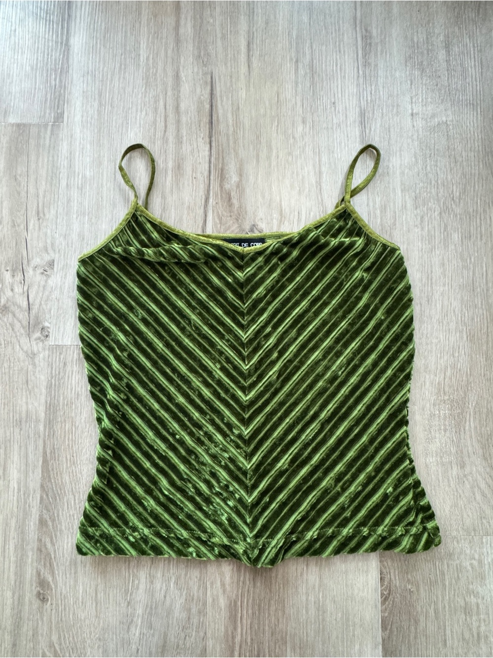 Esprit De Corp Y2K Witchy Velvet Green Striped Cami Top S